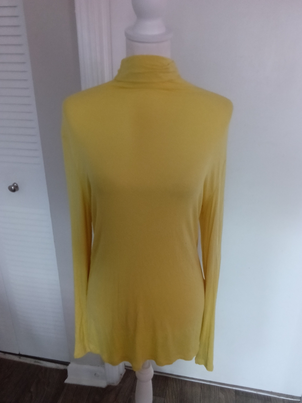 Yellow Turtleneck Long Sleeve Blouse